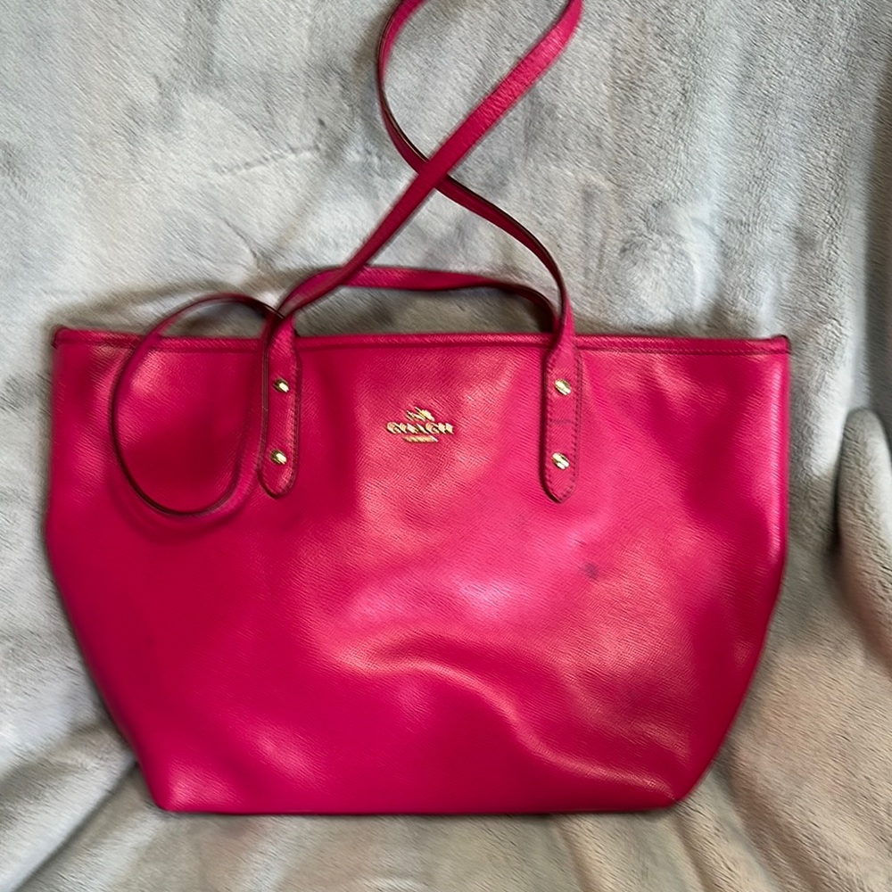 Coach Pink Glossy Leather Tote